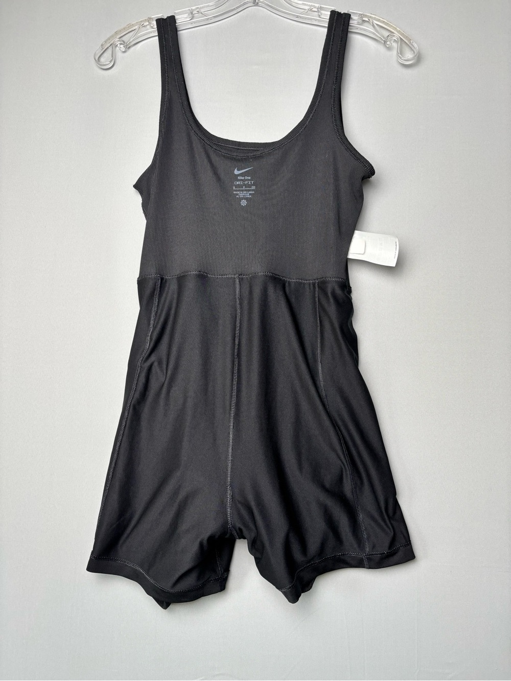 Nike One Dri-FIT Athletic Dress Romper Black Ribbed Built-In Shorts Size Small - Picture 7 of 9